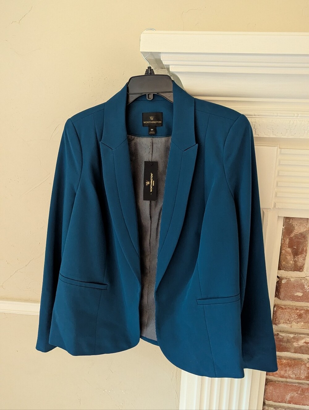 Worthington Teal Open-Front Blazer